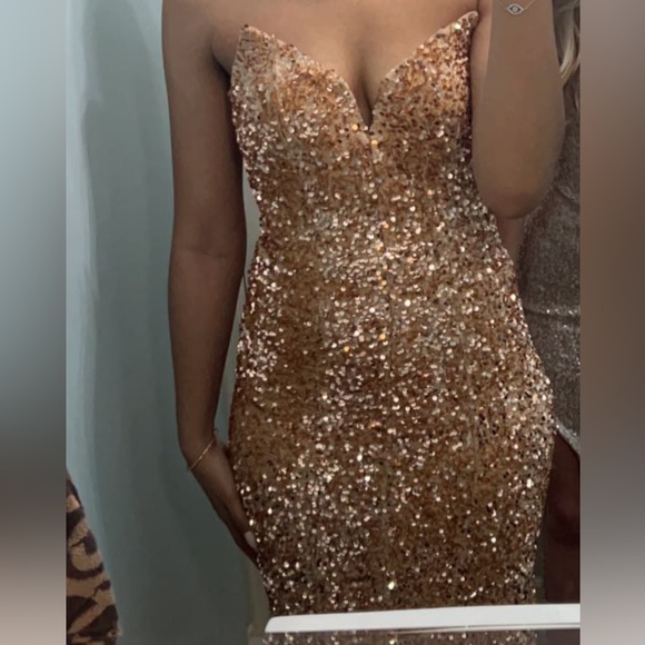 GOLD PORTIA AND SCARLETT PS21208 PROM DRESS - Picture 3 of 3